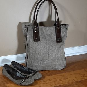 Brown Tweed Tote with match ballet flats